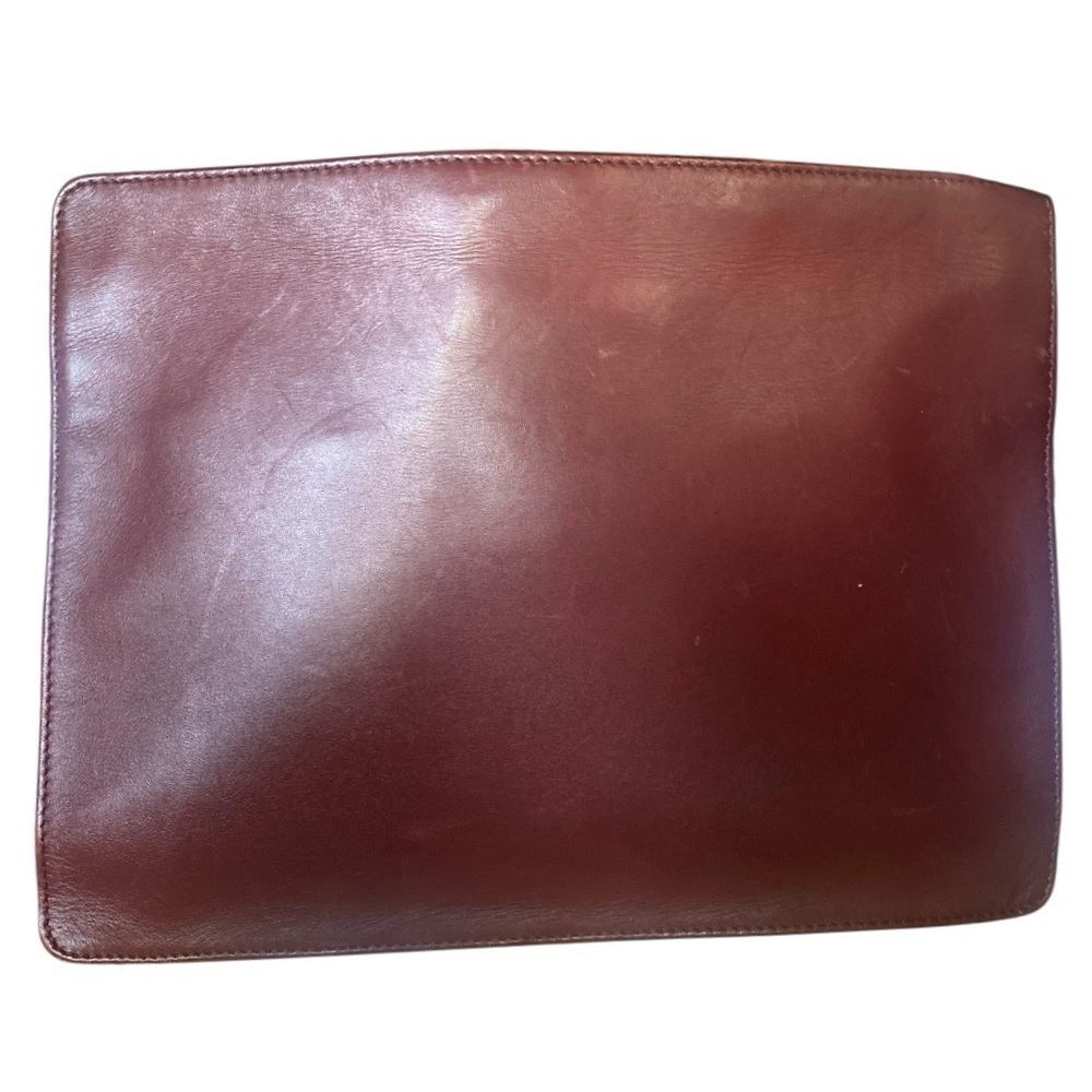 Vintage Must de‎ Cartier Burgundy Calfskin Leather Clutch w/ Gold Chain & COA - Picture 4 of 16
